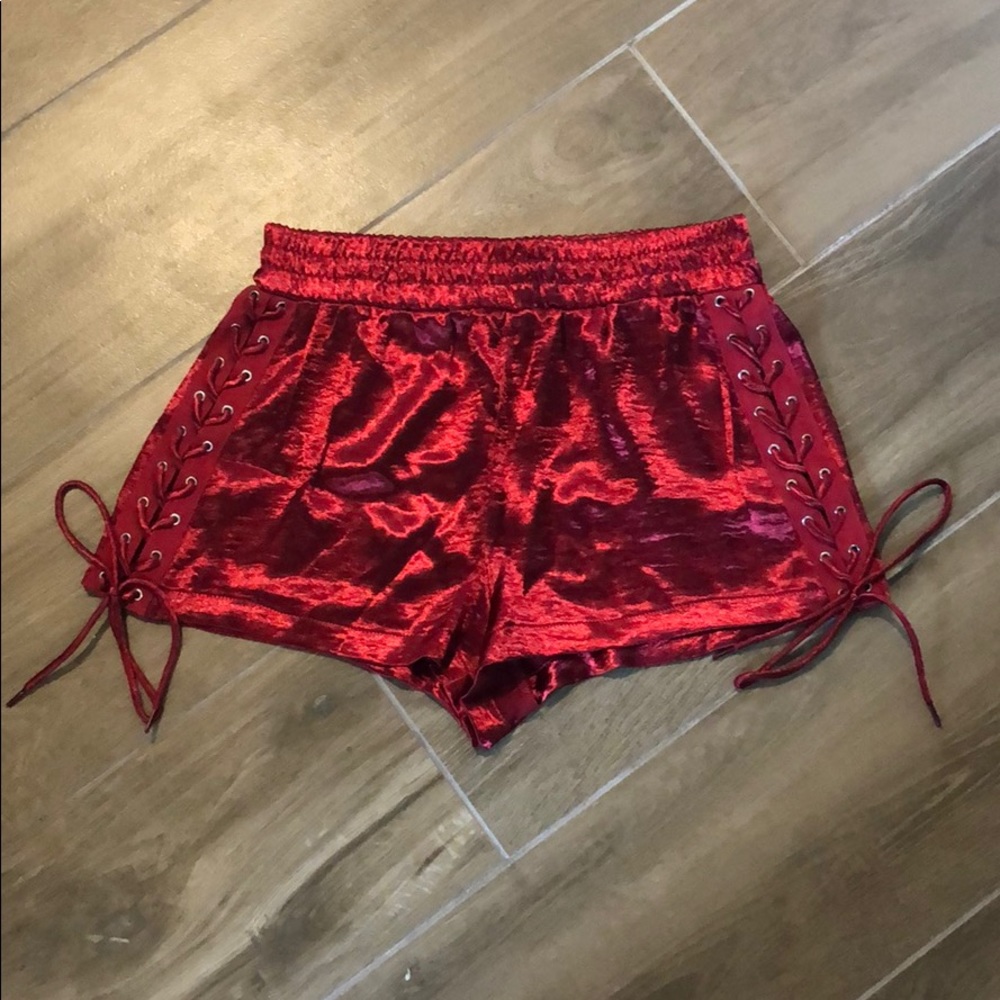 Forever 21 Satin lace up shorts